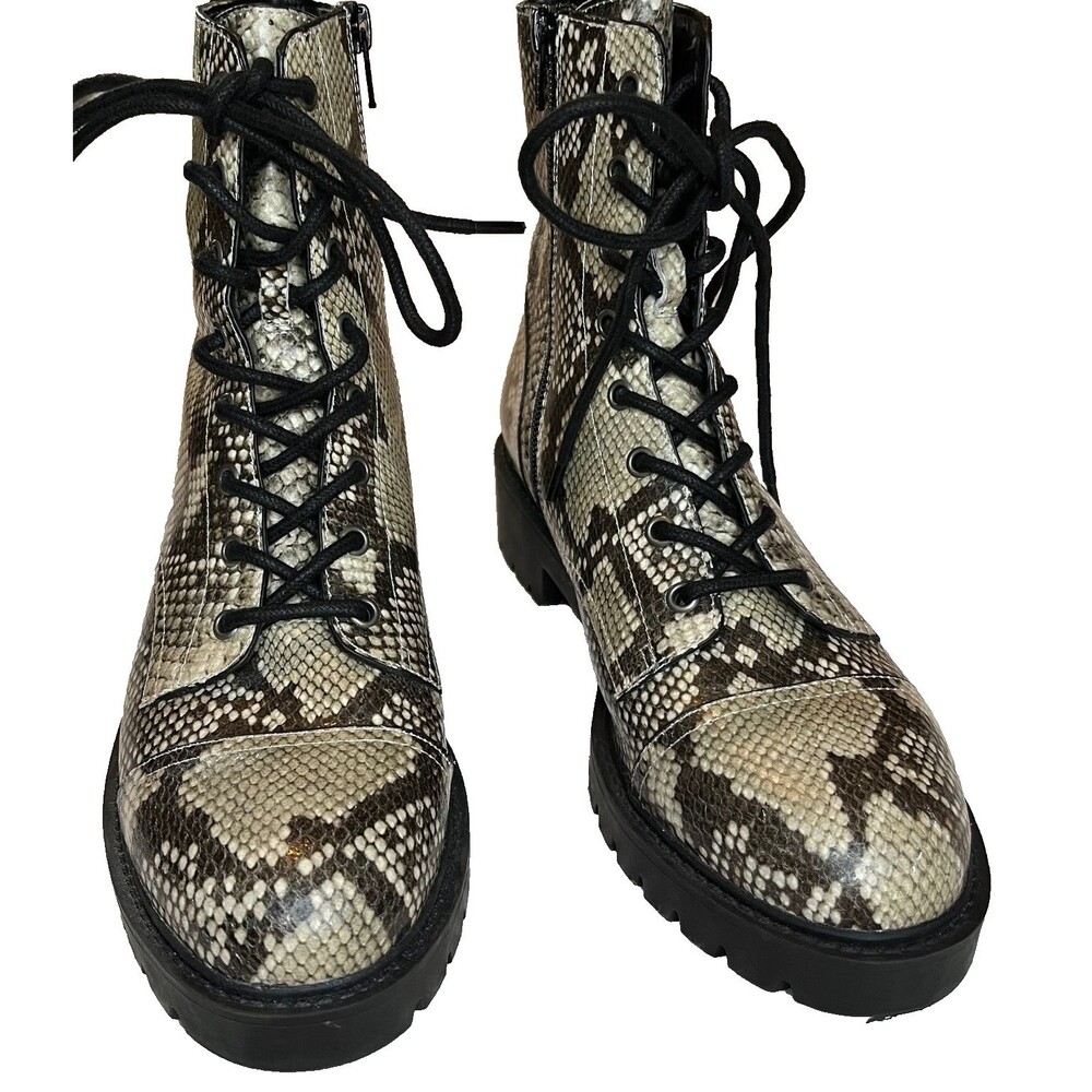 Chelsea & Violet Women's Combat Booties Snake Print Size 9